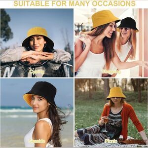 WLLHYF Reversible Cotton Bucket Hat in Black and Yellow NWOT